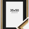 Ramme Abisko Guld 35x50 cm - Passepartout Sort 10x15 inches (25,4x38,1 cm)