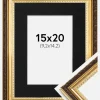 Ramme Abisko Guld 15x20 cm - Passepartout Sort 4x6 inches (10,2x15,2 cm)