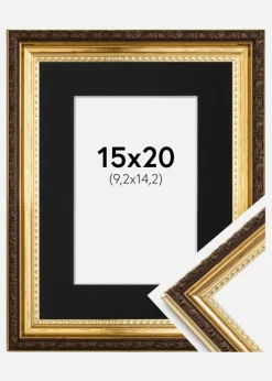 Ramme Abisko Guld 15x20 cm - Passepartout Sort 4x6 inches (10,2x15,2 cm)
