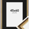 Ramme Abisko Guld 45x60 cm - Passepartout Sort 30x45 cm