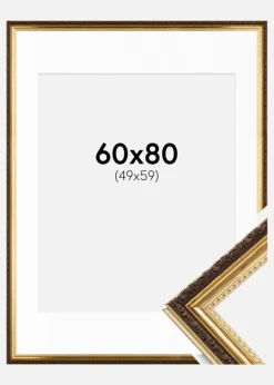 Ramme Abisko Guld 60x80 cm - Passepartout Hvid 50x60 cm