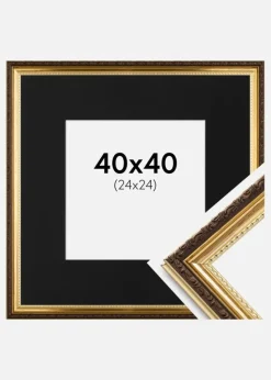 Ramme Abisko Guld 40x40 cm - Passepartout Sort 25x25 cm