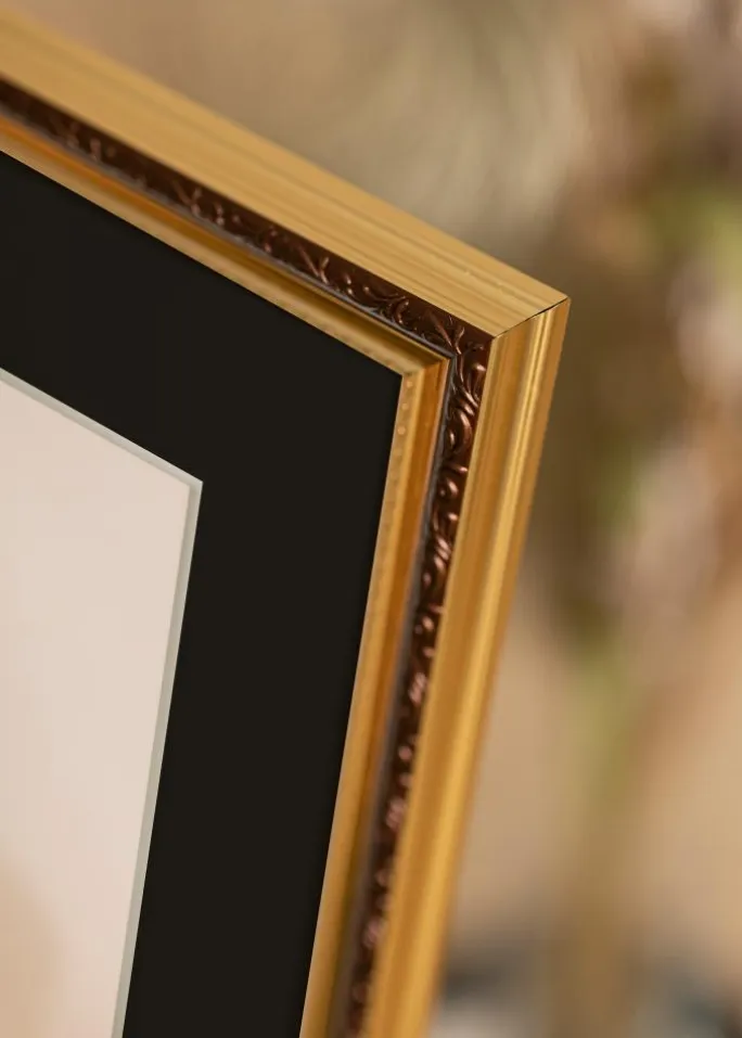 Ramme Abisko Guld 40x40 cm - Passepartout Sort 25x25 cm