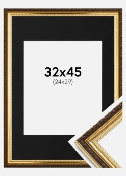 Ramme Abisko Guld 32x45 cm - Passepartout Sort 25x30 cm