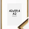 Ramme Abisko Guld 42x59,4 cm (A2) - Passepartout Hvid 25x38 cm