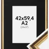 Ramme Abisko Guld 42x59,4 cm (A2) - Passepartout Sort 25x38 cm