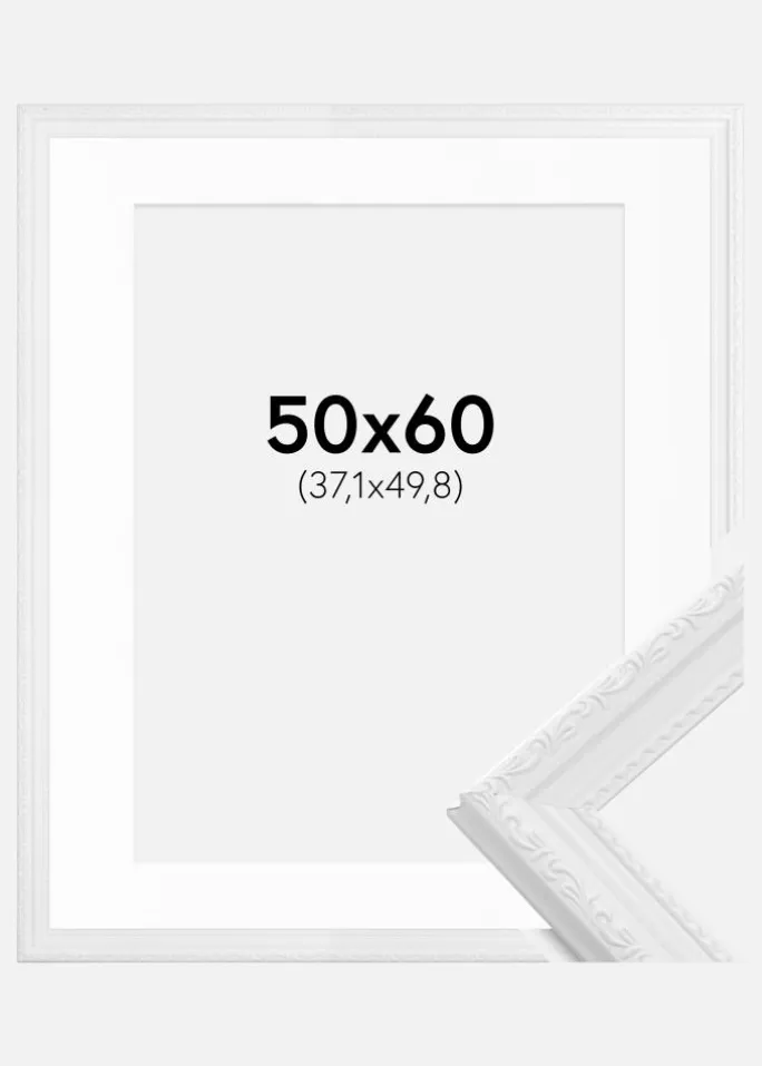 Ramme Abisko Hvid 50x60 cm - Passepartout Hvid 15x20 inches