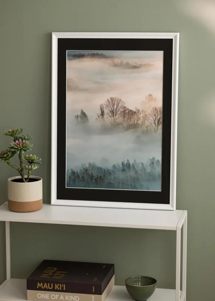 Ramme Abisko Hvid 35x50 cm - Passepartout Sort 11x17 inches