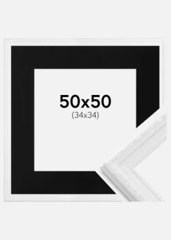 Ramme Abisko Hvid 50x50 cm - Passepartout Sort 35x35 cm