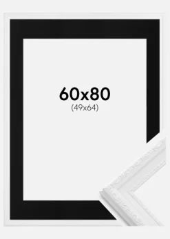 Ramme Abisko Hvid 60x80 cm - Passepartout Sort 50x65 cm