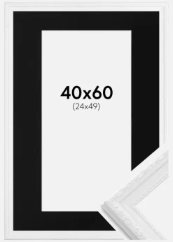 Ramme Abisko Hvid 40x60 cm - Passepartout Sort 25x50 cm