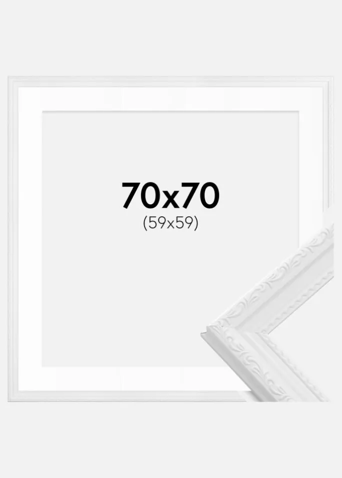 Ramme Abisko Hvid 70x70 cm - Passepartout Hvid 60x60 cm