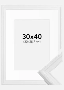 Ramme Abisko Hvid 30x40 cm - Passepartout Hvid 21x29,7 cm (A4)