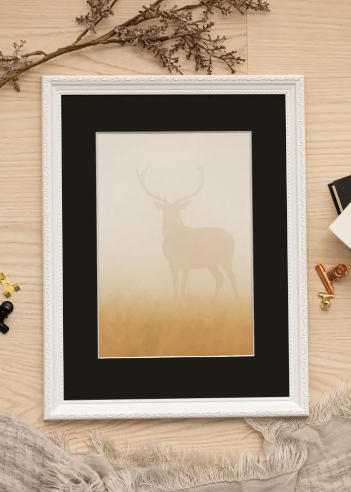 Ramme Abisko Hvid 35x50 cm - Passepartout Sort 25x35 cm