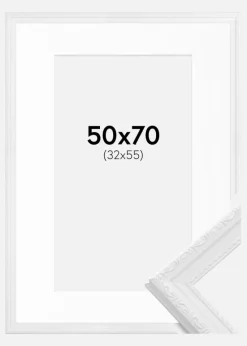 Ramme Abisko Hvid 50x70 cm - Passepartout Hvid 33x56 cm