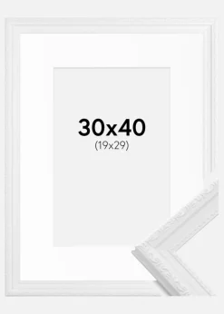Ramme Abisko Hvid 30x40 cm - Passepartout Hvid 20x30 cm