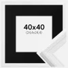 Ramme Abisko Hvid 40x40 cm - Passepartout Sort 10x10 inches