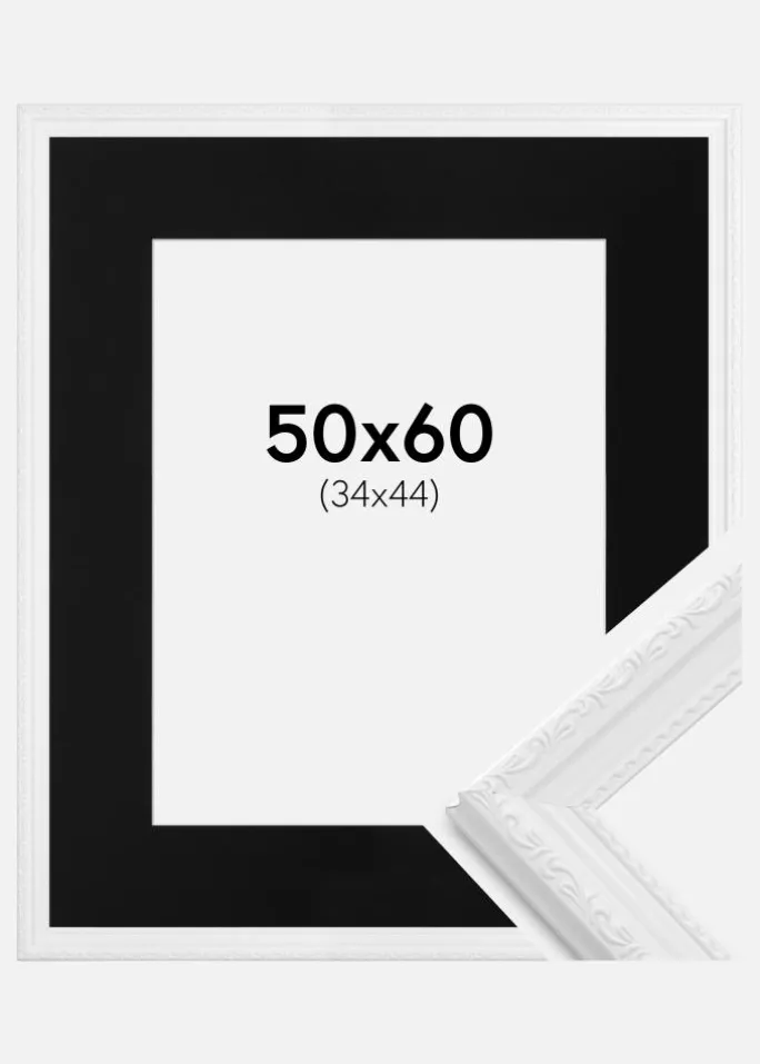 Ramme Abisko Hvid 50x60 cm - Passepartout Sort 35x45 cm