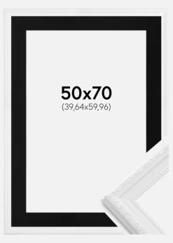 Ramme Abisko Hvid 50x70 cm - Passepartout Sort 16x24 inches