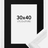 Ramme Abisko Hvid 30x40 cm - Passepartout Sort 8x12 inches