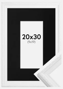 Ramme Abisko Hvid 20x30 cm - Passepartout Sort 10x20 cm