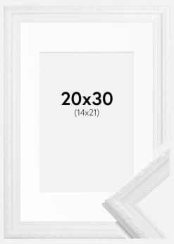 Ramme Abisko Hvid 20x30 cm - Passepartout Hvid 15x22 cm