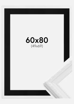 Ramme Abisko Hvid 60x80 cm - Passepartout Sort 50x70 cm