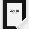 Ramme Abisko Hvid 30x40 cm - Passepartout Sort 20x30 cm