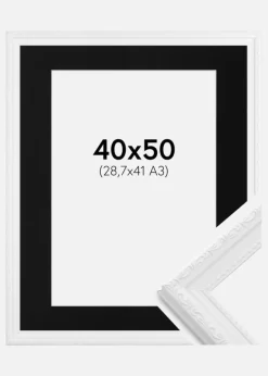 Ramme Abisko Hvid 40x50 cm - Passepartout Sort 29,7x42 cm (A3)