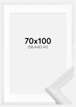 Ramme Abisko Hvid 70x100 cm - Passepartout Hvid 59,4x84 cm (A1)