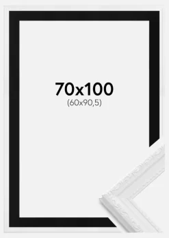 Ramme Abisko Hvid 70x100 cm - Passepartout Sort 61x91,5 cm