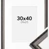 Ramme Abisko Sølv 30x40 cm - Passepartout Hvid 20x28 cm
