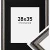 Ramme Abisko Sølv 28x35 cm - Passepartout Sort 8x10 inches