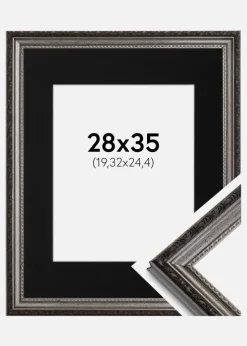 Ramme Abisko Sølv 28x35 cm - Passepartout Sort 8x10 inches