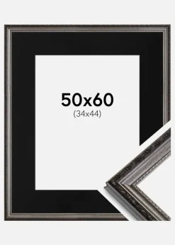 Ramme Abisko Sølv 50x60 cm - Passepartout Sort 35x45 cm