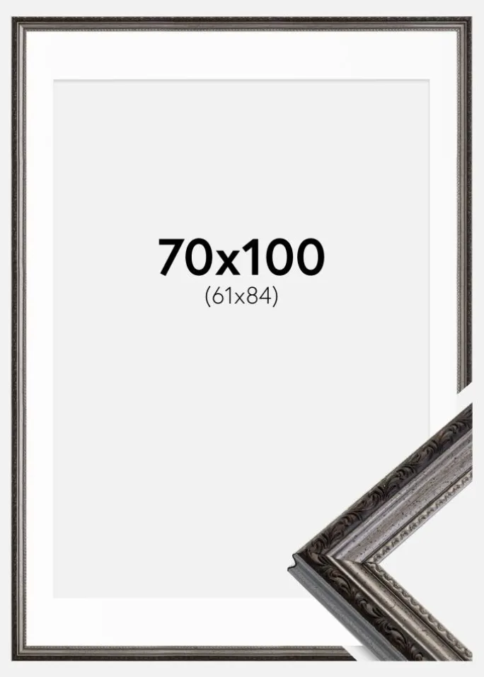 Ramme Abisko Sølv 70x100 cm - Passepartout Hvid 62x85 cm
