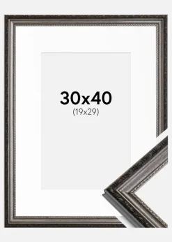 Ramme Abisko Sølv 30x40 cm - Passepartout Hvid 20x30 cm