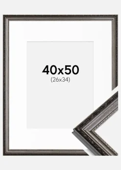 Ramme Abisko Sølv 40x50 cm - Passepartout Hvid 27x35 cm