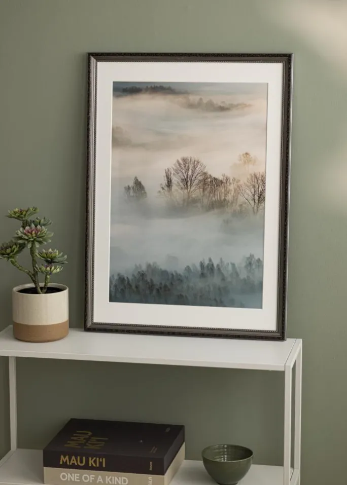 Ramme Abisko Sølv 40x50 cm - Passepartout Hvid 28x35 cm