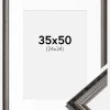 Ramme Abisko Sølv 35x50 cm - Passepartout Hvid 25x35 cm