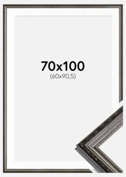 Ramme Abisko Sølv 70x100 cm - Passepartout Hvid 61x91,5 cm