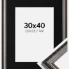 Ramme Abisko Sølv 30x40 cm - Passepartout Sort 21x29,7 cm (A4)