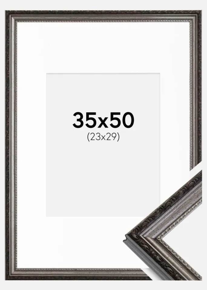 Ramme Abisko Sølv 35x50 cm - Passepartout Hvid 24x30 cm