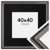 Ramme Abisko Sølv 40x40 cm - Passepartout Sort 25x25 cm