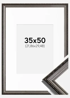 Ramme Abisko Sølv 35x50 cm - Passepartout Hvid 9x12 inches