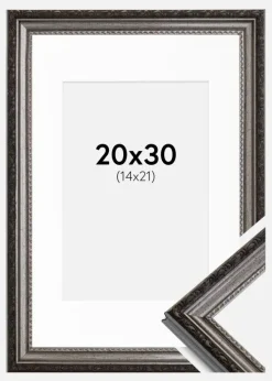 Ramme Abisko Sølv 20x30 cm - Passepartout Hvid 15x22 cm