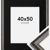 Ramme Abisko Sølv 40x50 cm - Passepartout Sort 28x35 cm