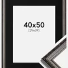 Ramme Abisko Sølv 40x50 cm - Passepartout Sort 30x40 cm
