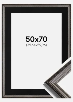 Ramme Abisko Sølv 50x70 cm - Passepartout Sort 16x24 inches