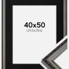 Ramme Abisko Sølv 40x50 cm - Passepartout Sort 12x16 inches